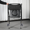 2-Wheel Powder-Coated Iron Pipe Commode Chair
