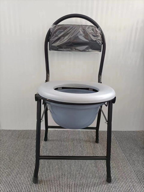 Foldable Powder-Coated Iron Pipe Commode Chair