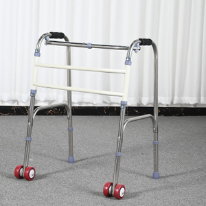 Foldable Dual-Wheel Stainless Steel Walking Aid