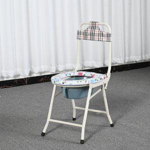 Fabric-Back Powder-Coated Iron Pipe Commode Chair