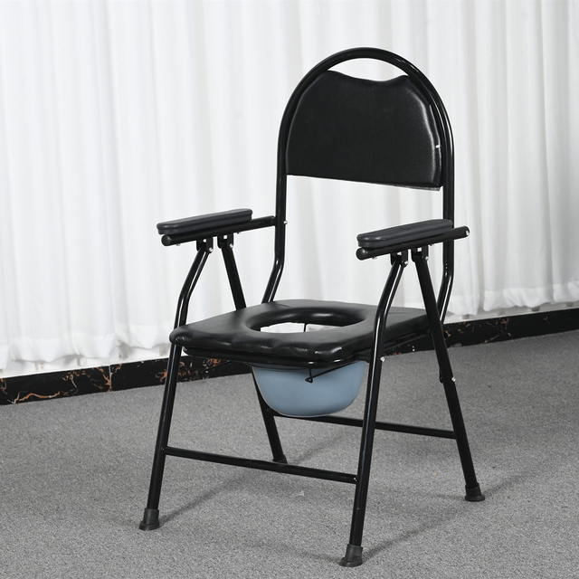 Arc-Back Powder-Coated Iron Pipe Commode Chair 
