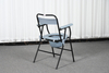 Powder-Coated Iron Pipe Commode Chair with Plastic Back & Armrests