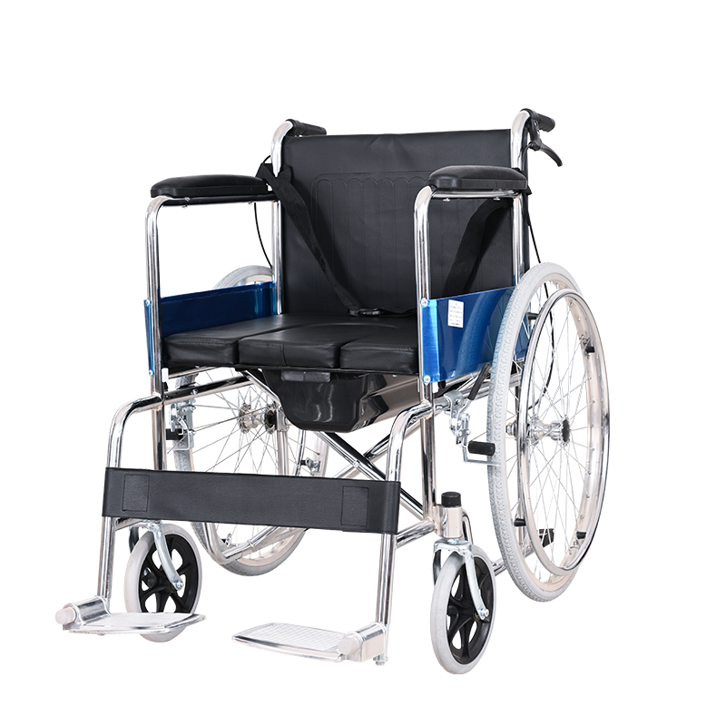 Foldable Premium Manual Wheelchair with Electroplated Frame And Toilet